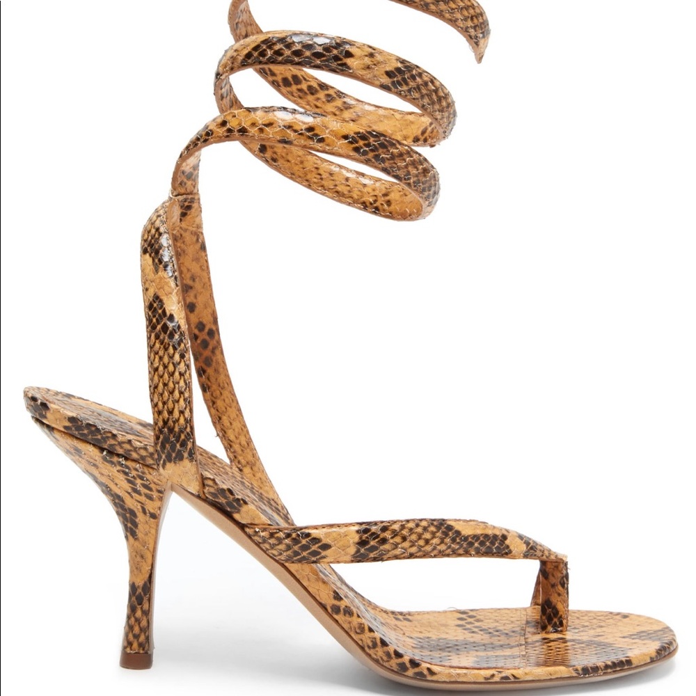 BOTTEGA VENETA SPIRAL SANDALS YELLOW SNAKE 36